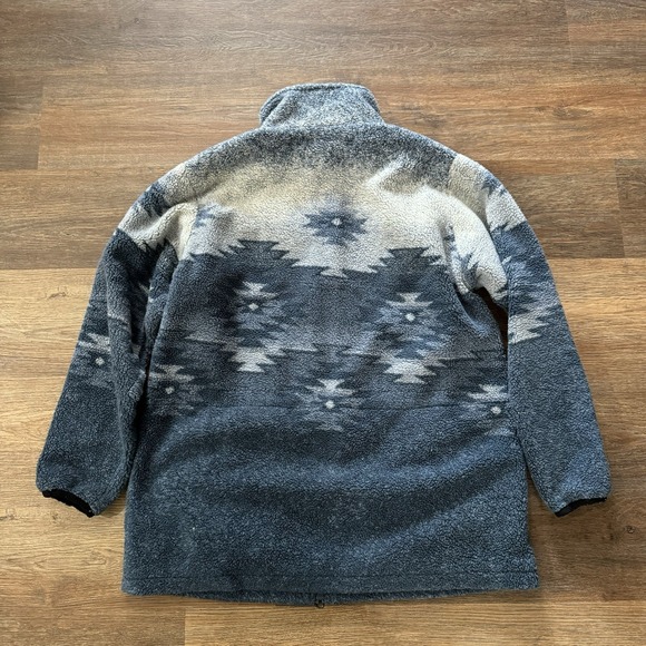 VTG Cabelas Women's Aztec Print Sherpa Fleece Full Zip Jacket Blue Size XL FAIR - Picture 6 of 6